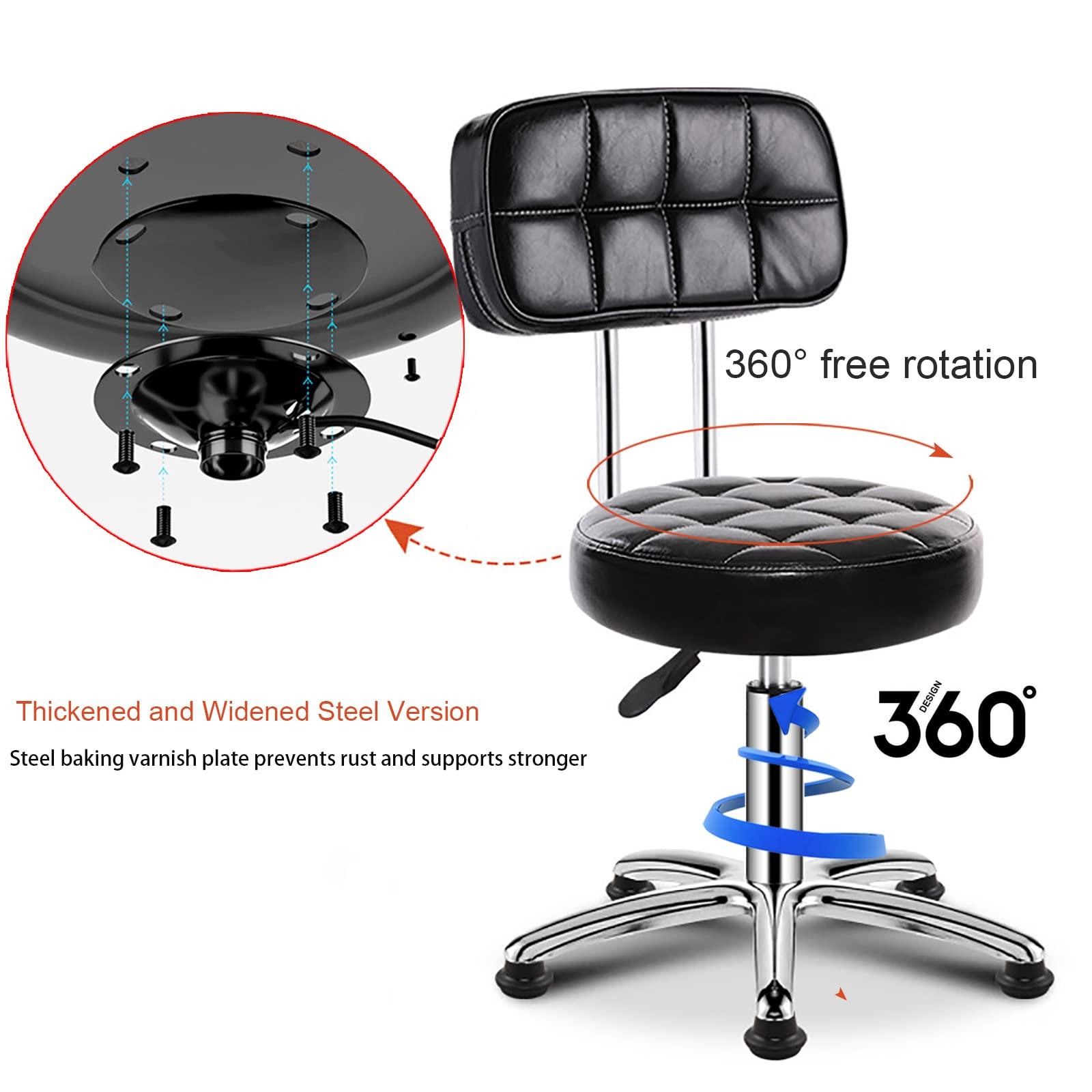 XZSBDXHH XZSBDXHH Swivel Round Stools with Backrest Salon Stool Chair Height Adjustable 43-58cm Doctor Stools Hydraulic for Spa Tattoo Massage Manicure Dentist Clinic Load-Bearing 150kg (Brown)