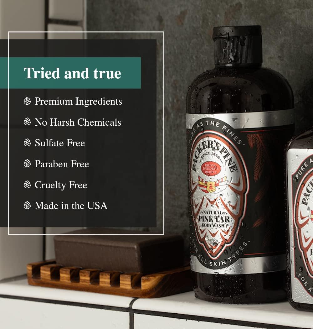 Packer's Pine Packer's Pine Tar Body Wash | Soothing Mens Shower Gel For Psoriasis Relief | Made With Natural Pine Tar and Pine Oils | Paraben & Sulfate-Free, 16 fl oz, 2 Pack