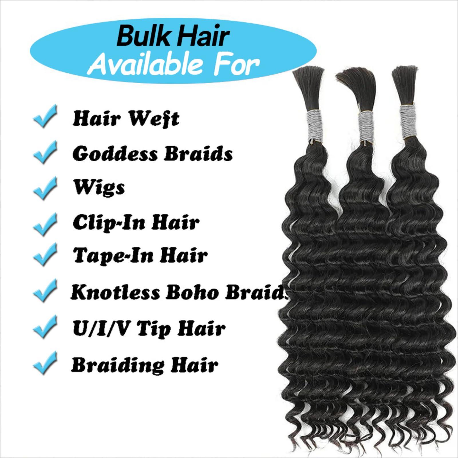 Yifute Human Hair Braiding Hair Deep Wave Bulk 100 percent Human Hair 10Inch Unprocessed Brazilian Hair for Human Hair Extensions 1 Braid Per of 1 pack 50g Human Hair for Micro braiding No Weft