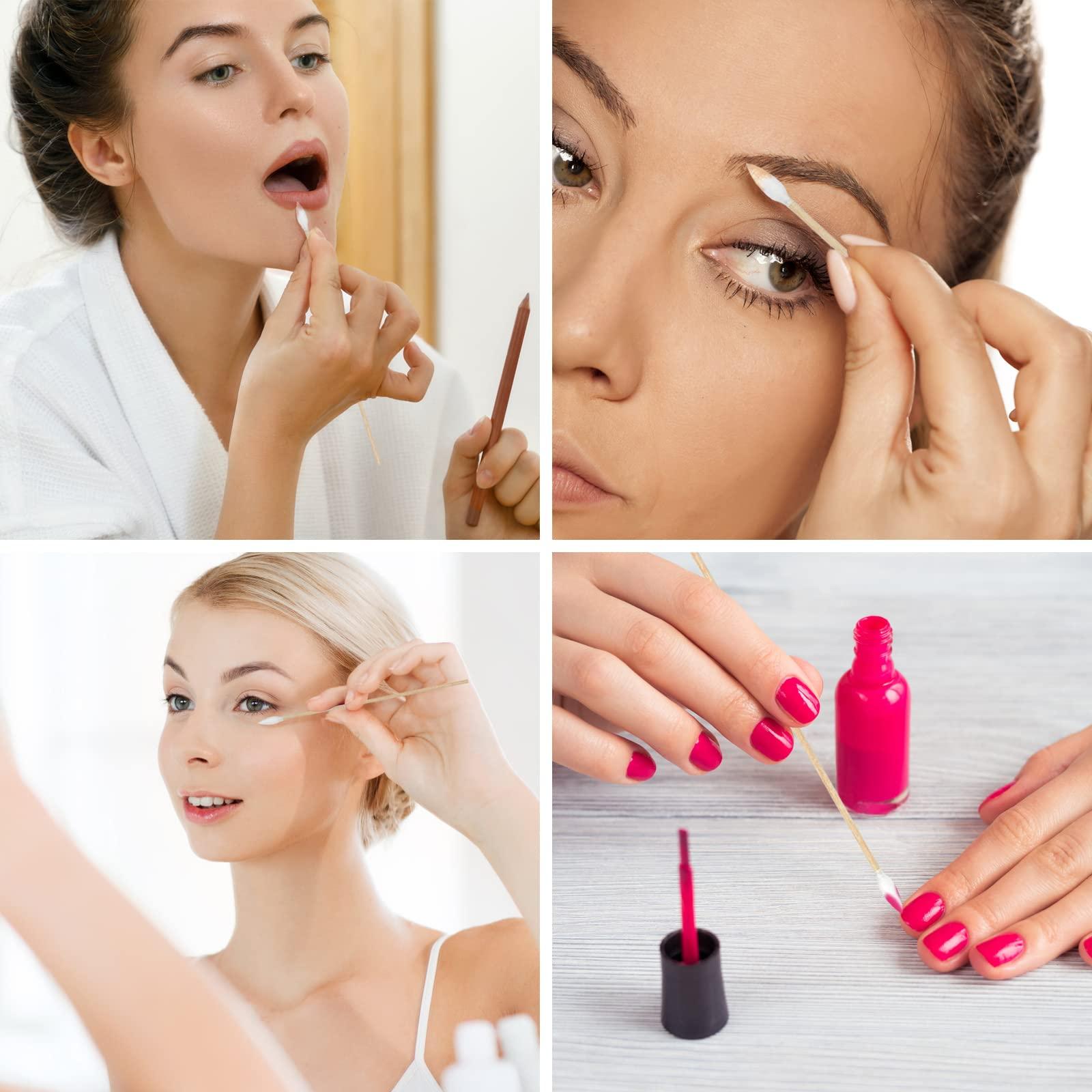 eyxformula 6 Inch Pointed Tips Cotton Swabs - Long Wooden Stick Cotton Buds Pointed Cotton Swabs With Case - Cotton Tipped Applicators For Makeup, Cleaning Gun, Electronics, Hard To Reach Area(400 count)