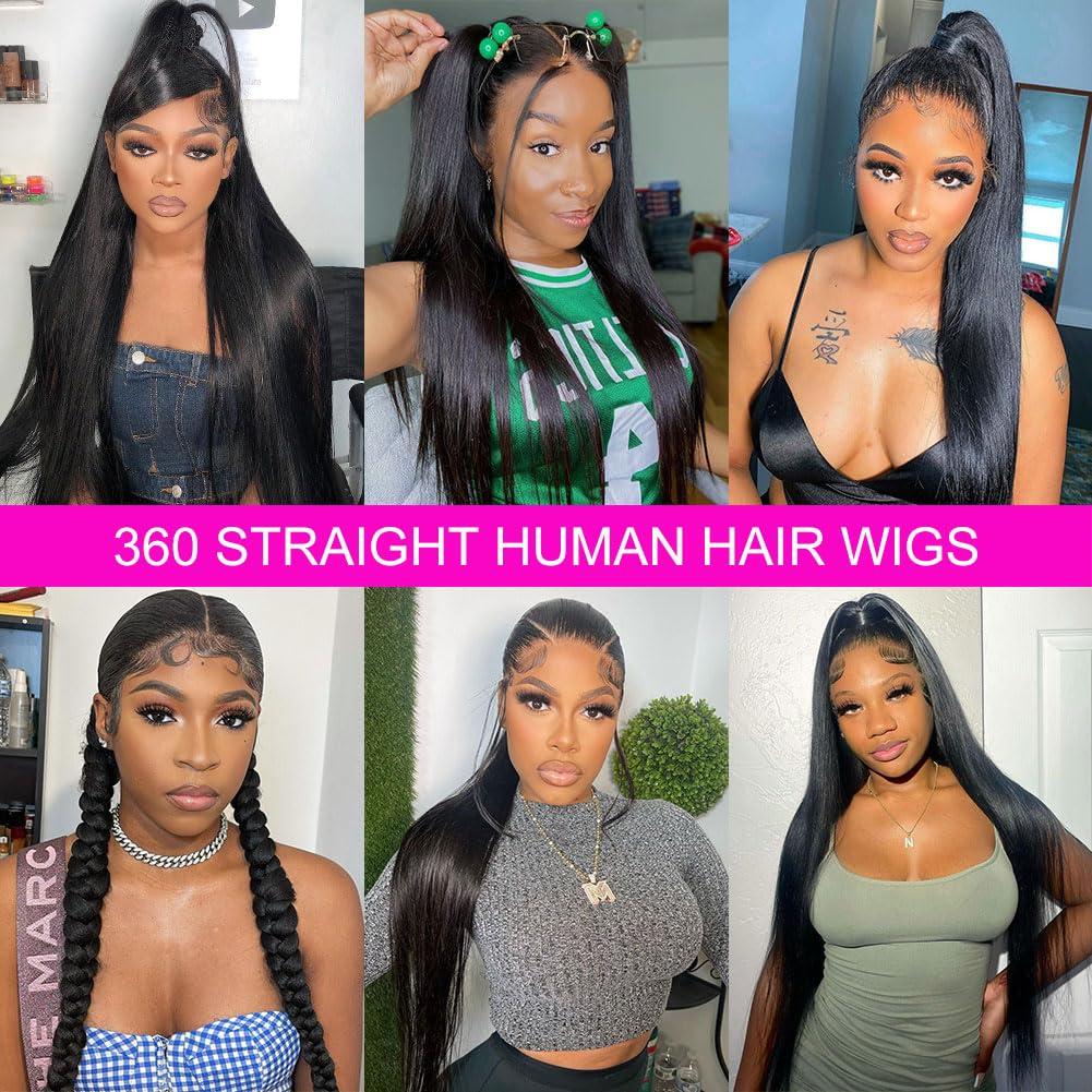 Ossilee Ossilee 24 Inch 200% Density 360 Lace Front Wigs Human Hair Wigs for Black Women Straight 360 Full Lace Frontal Wigs Human Hair HD Lace Front Wigs Human Hair Pre Plucked Pre Bleached
