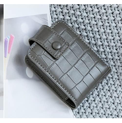 boshiho Boshiho PU Leather Lipstick Case with Mirror Mini Cosmetic Pouch Case Portable Make Up Bag with Snap Closure Elegant Gift for Girls (Gray)