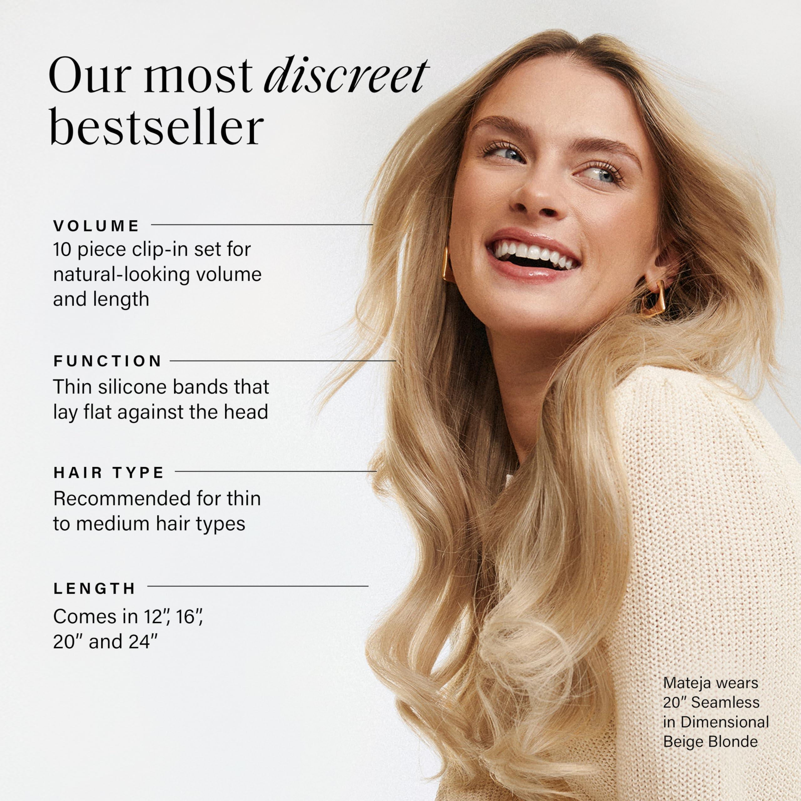 Luxy Luxy Hair 20\" Dark Gray Seamless Clip-In Hair Extensions (180 grams) 100% Remy Human Hair, Natural, Discreet, 10-Piece Set, Blends Easily