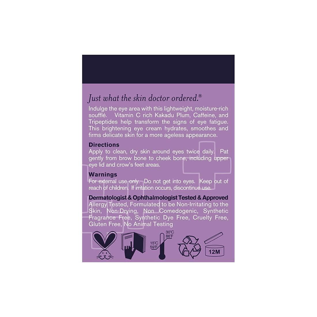 DERMAdoctor DERMAdoctor Kakadu C Dermatologist Formulated Eye Souffle, Vitamin C and Caffeine Eye Cream. Dark Circles Under Eye Treatment and Under Eye Brightener - 0.5 fl oz