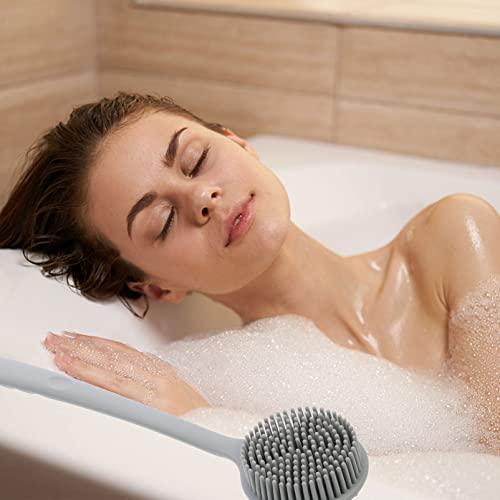 minkissy minkissy Silicone Bath Brush Shower Back Brush Silicone Body Scrubbers for Use in Shower Back Scrubber for Shower Back Massage Brush Bath Scrub Brush Handle Brush Detachable Man