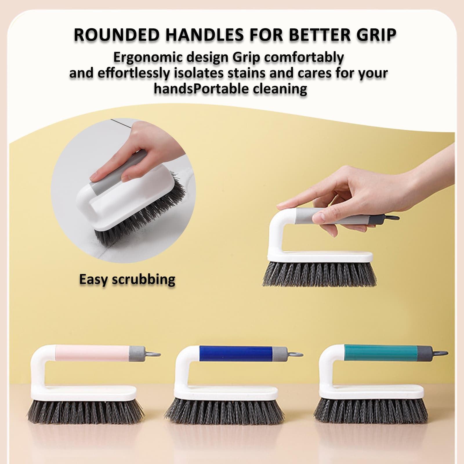 Aebor Scrub Brush, Scrubbing Cleaning Brushes, Heavy Duty Cleaning Brushes with Handle, for Shower, Bathroom, Carpet, Kitchen and Bathtub Scrubber, 2 Pack (Blue)