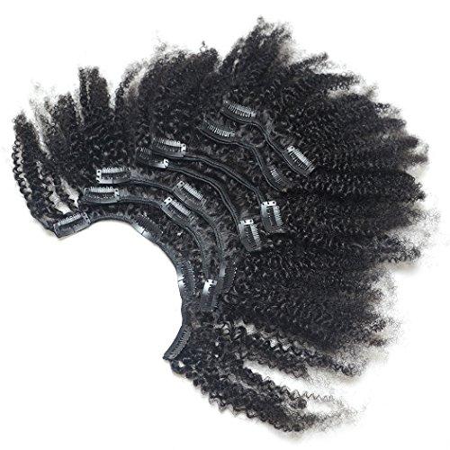 Luwigs Luwigs Afro Kinky Curly 4B 4C Clip in Hair Extensions for African American Women Real Brazilian Virgin Human Hair Clip Ins Natural Color 7pcs/set (20 Inch, Afro Kinky Curly)