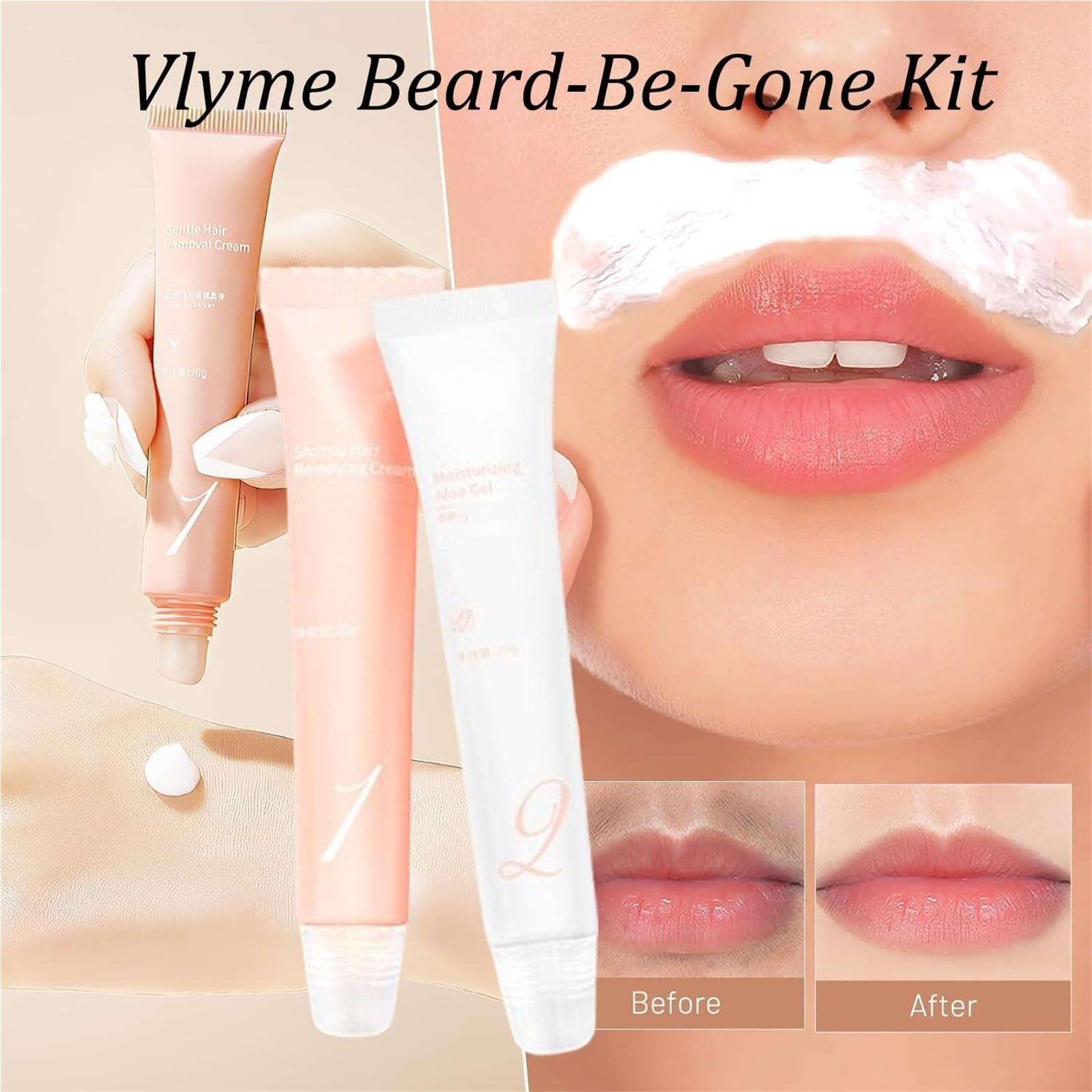 HNFYSMQL Vlyme Beard-Be-Gone Kit, Silklip Hair Removal Kit, Vlyme Beard Be Gone Cream, Liorabeauty Glide & Go Hair Removal Kit, Silklip Facial Hair Removal Cream for Women Men, Lasting Smooth Skin(3SET)