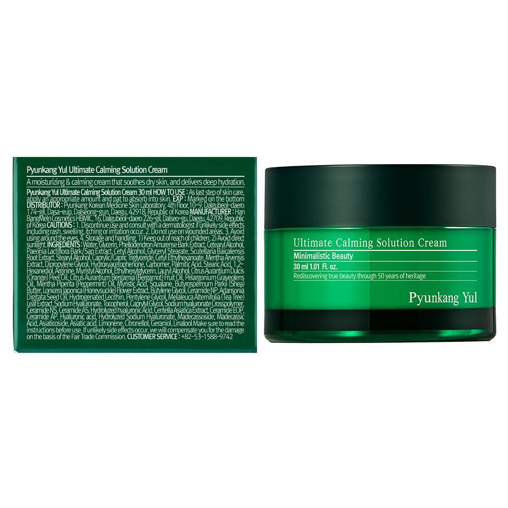 Pyunkang Yul [PKY] Pyunkang Yul Ultimate Calming Solution Cream for Sensitive Skin with Patented Ingredients, Moisturizer Intensely Calms & Soothes Redness with Cica & Tea Tree, Korean Skincare (1.01 Fl. Oz, 30ml)