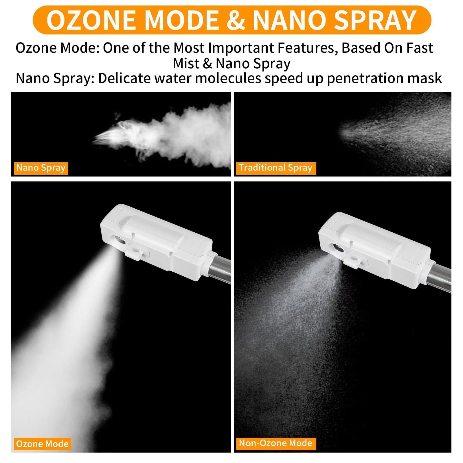 AceFox Professional Facial Steamer, Ozone & Hot Mist Spray, Vaporizador Facial Steamer for Esthetician, Height Adjustable, SPA at Home, White