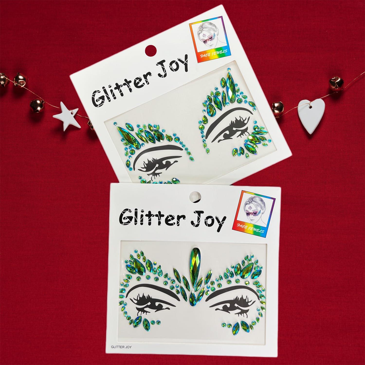 LEOARS Halloween Face Gems Face Jewels Sticker Eyes Body Gem Sticker Temporary Face Tattoos,5-Pack,Green