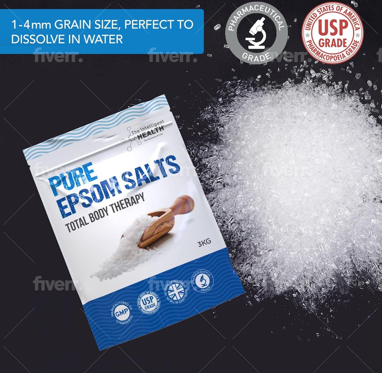 The Intelligent Health Pure Epsom Salts | Magnesium Sulphate Bath Salt (3kg Pack)