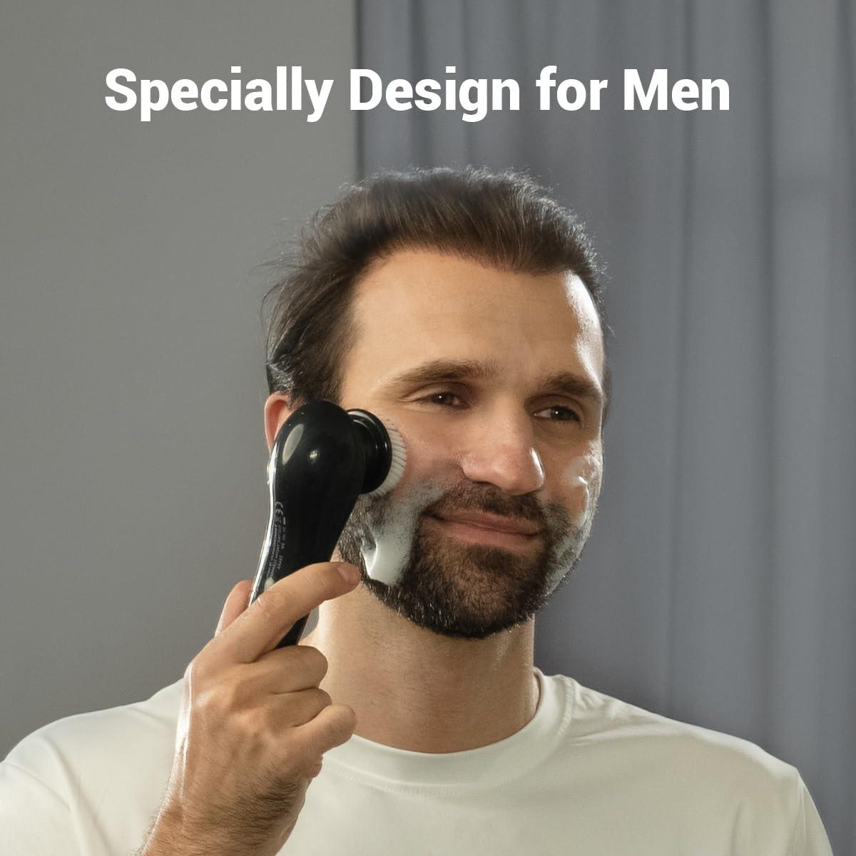 TOUCHBeauty TOUCHBeauty Facial Brush for Men Skin Scrubber with Advanced 6 Degree Oscillating Vibration Cleansing Technology, Waterproof Men's Facial Exfoliator Massager Black TB-1487