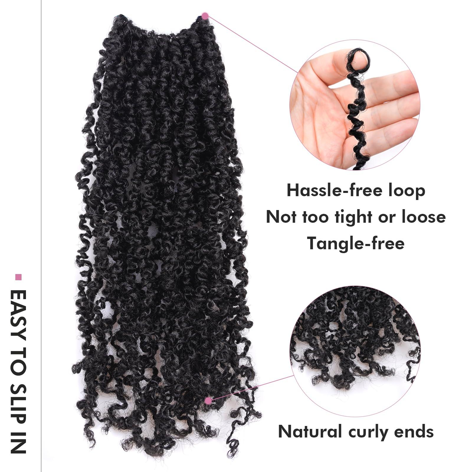 ToyoTress Toyotress Yanky Twist Crochet Hair - 12 Inch 2 Packs (30 Strands/Pcs) Fluffy Spring Mini Twist Short Bob Passion Twist, Natural Black Pre-Looped Crochet Braids Braiding Hair (12 Inch, 1B-2P)