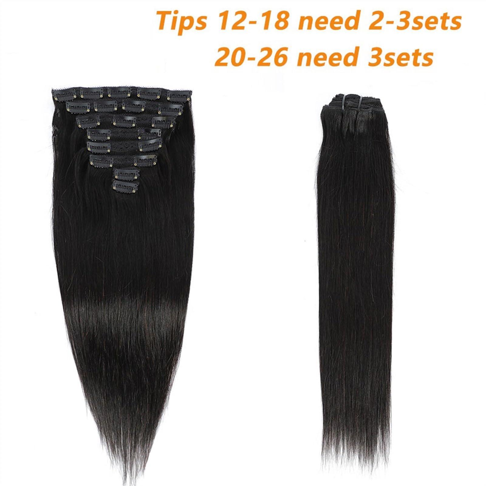ZHFytsh-0668 Hair Extensions Straight Clip in Hair Extensions Real Human Hair Clip ins Hair Extensions for Women 8pcs Clip on Hair Extensions 8pcs/120g Brazilian Remy Natural Black Human Hair Hair Pieces(12inches
