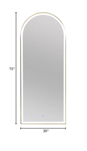 Pibbs Industries Pibbs Utopia 72 Arched LED Salon Mirror for Professional Salons & Barbershops, Built-in Dimmable LED Light, On/Off Button, 30\" W x 72\" H, PIB-19MIR (Gold)