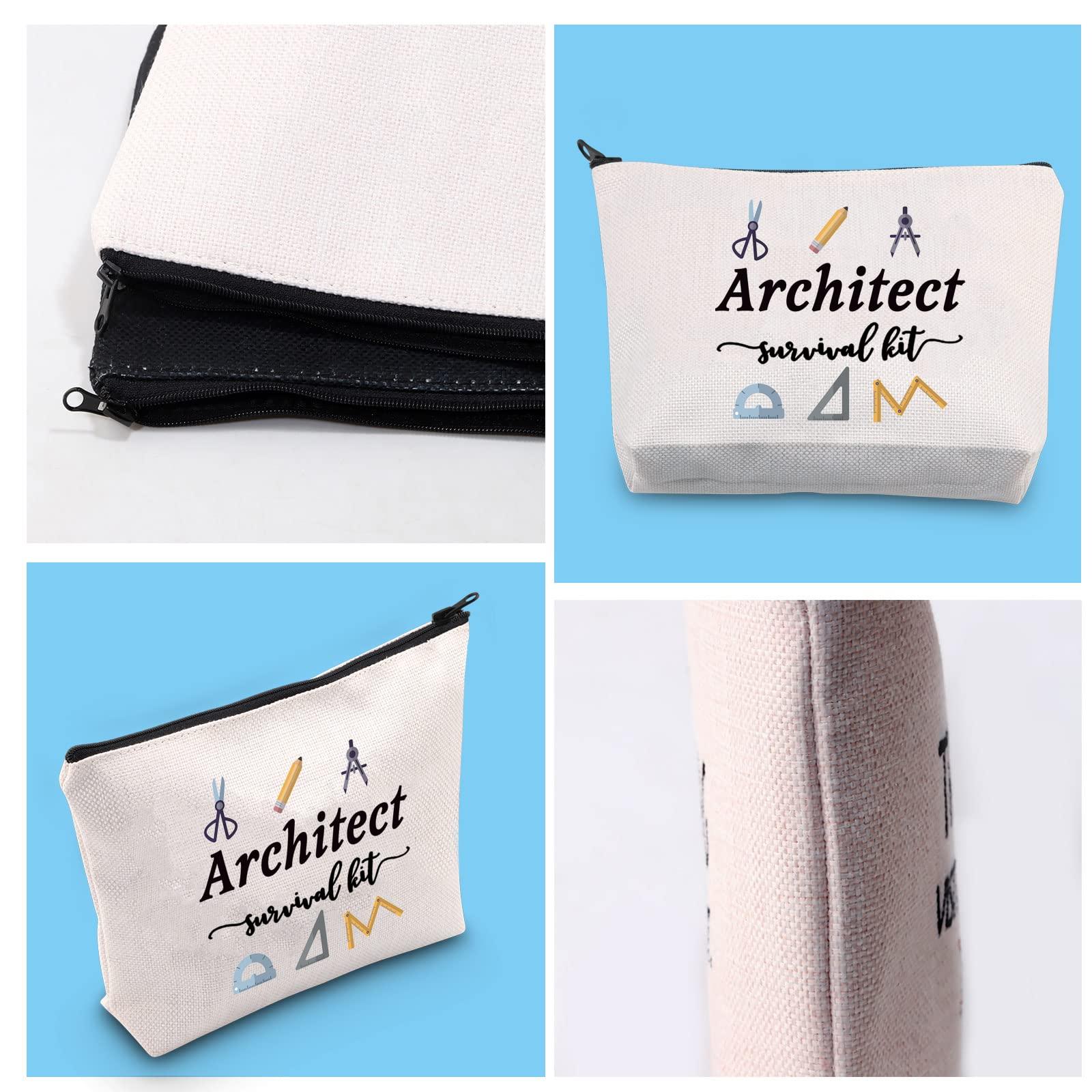 GJTIM GJTIM Architecture Gifts Architecture Student Gift Architect Survival Kit Zipper Pouch Funny Makeup Bag for Architects (Survival Kit Architect bag)