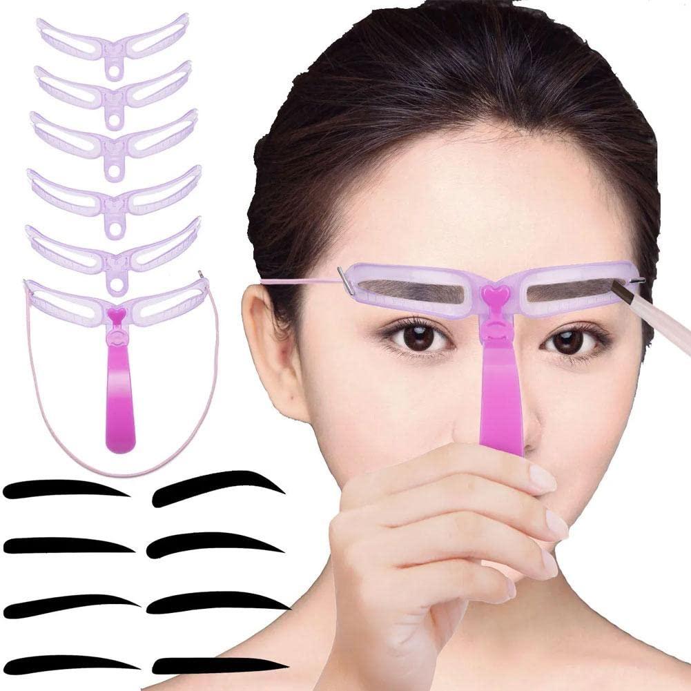 Generic Eyebrow Stencils, Eyebrow Template,8 Styles Eyebrow Template DIY Grooming Eyebrow Shaping Kit,Eyebrow Stencil with Handle and Strap