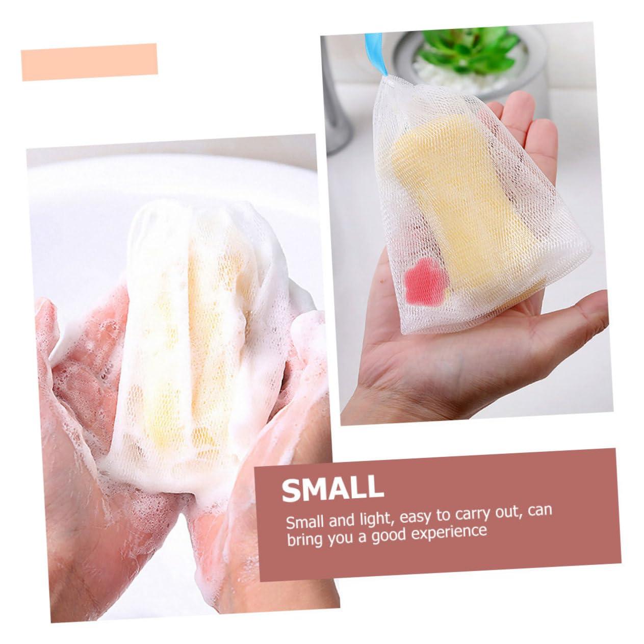 Housoutil Housoutil 6 Pcs Foaming Net Dispenser Soap Holder Soap Mesh Holder Soap Sleeve Giant Wands Small Mesh Bags Drawstring Travel Soap Case Leakproof Small Soap Bag Acid Soap White or