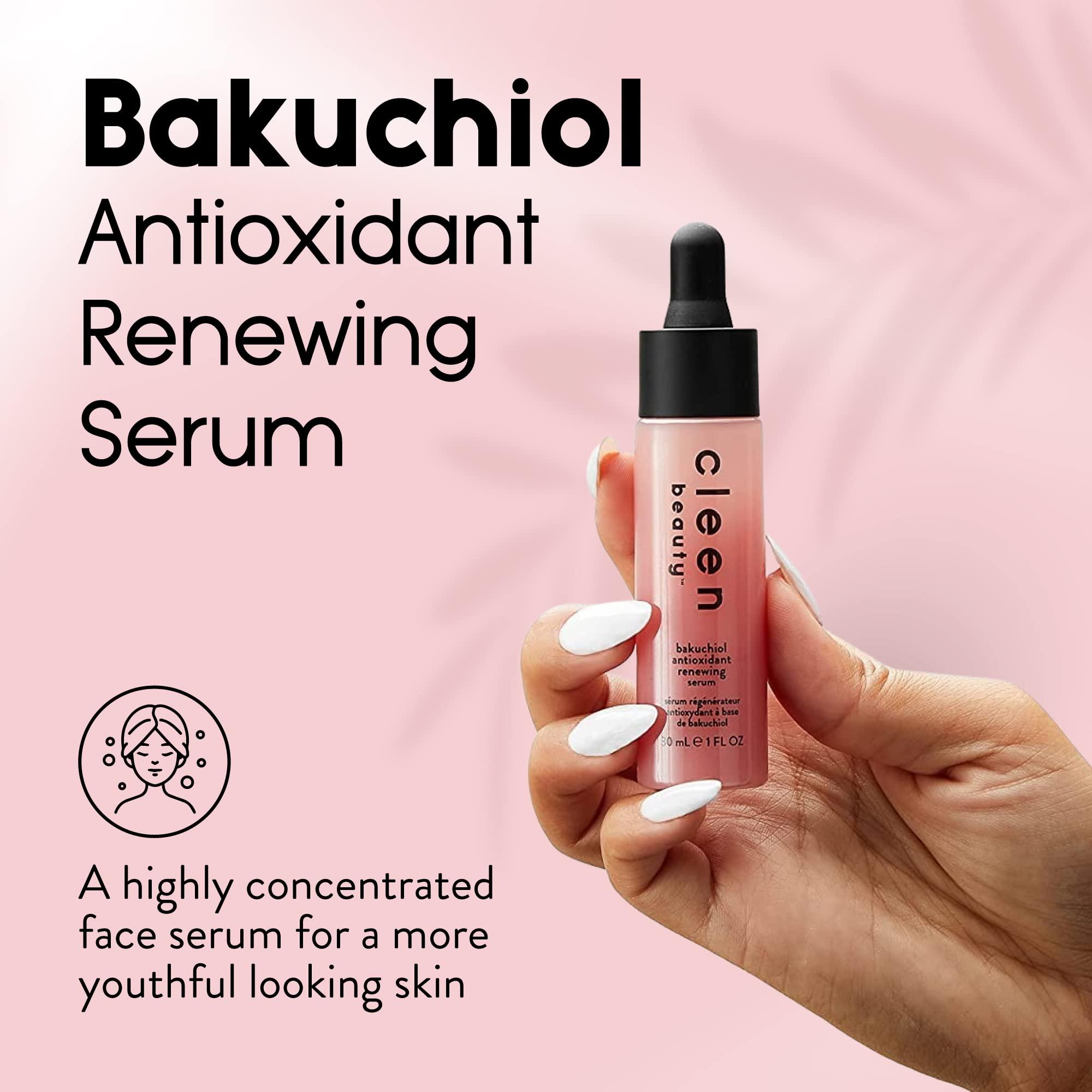 CLEEN BEAUTY Cleen Beauty Bakuchiol Antioxidant Renewing Serum | with Sapphire Lift Peptide for Face Anti Aging - Paraben Free Serum, 1 Fl Oz