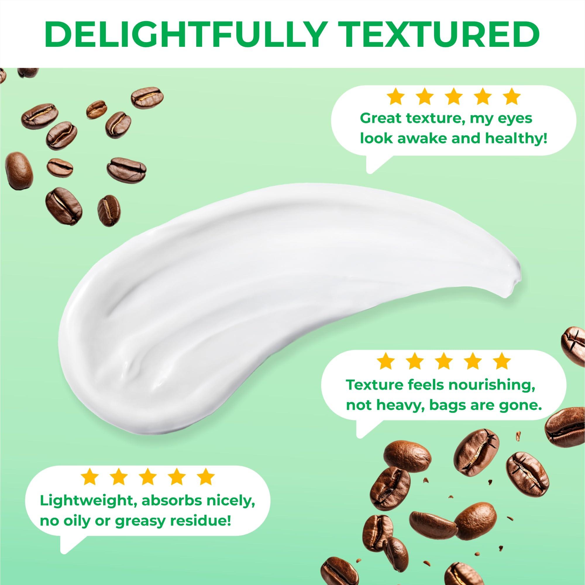 Skinqore Clinicals EyeGLO Caffeine Eye Cream for Dark Circles, Eye Bags, and Puffiness | UnderEye Treatment for Women with Peptides, Antioxidants, Hyaluronic Acid | Natural Brightening EyeCream - 1 Oz