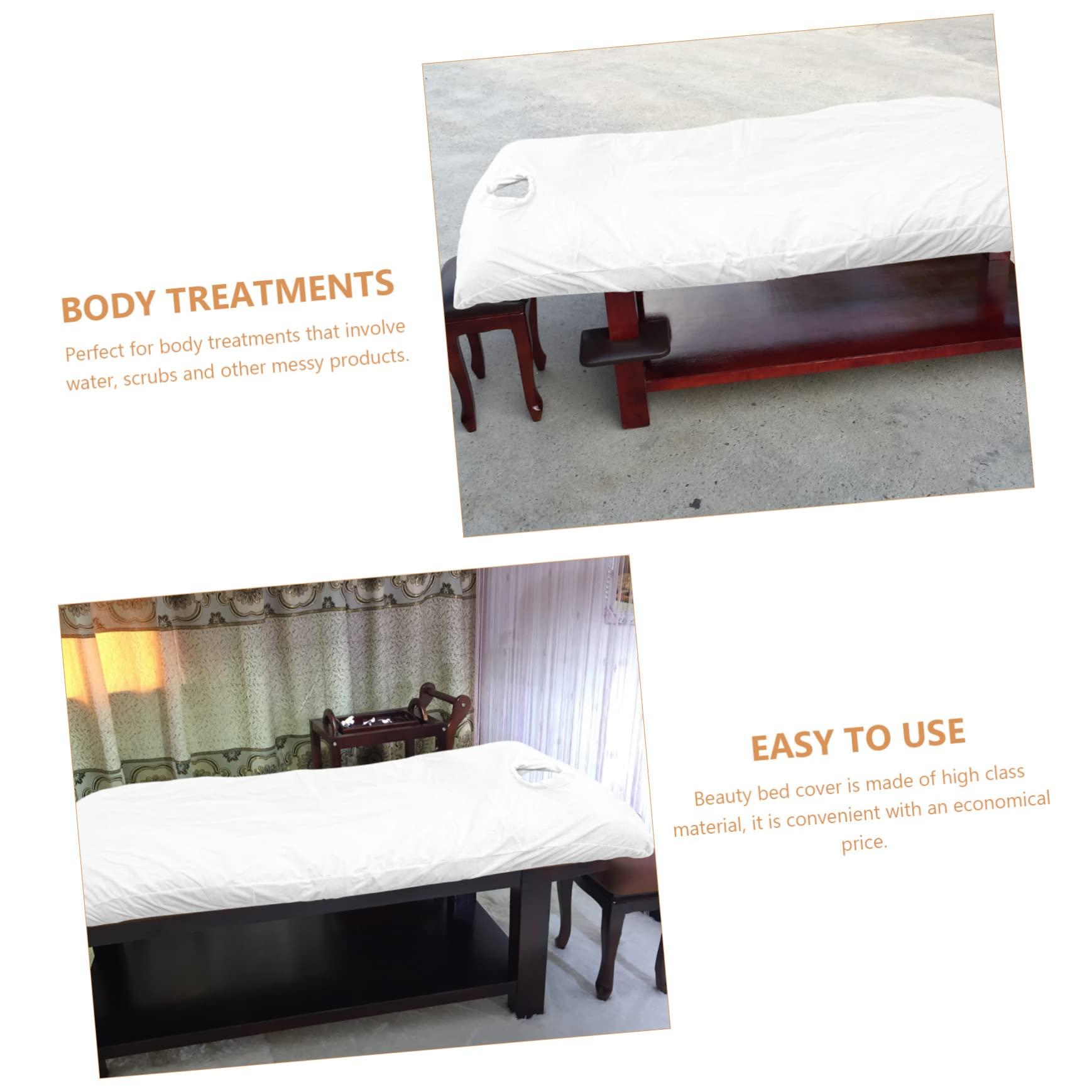 Outanaya Outanaya Massage Bed Cover Face Hole 70x190cm White Breathable Sturdy for Salon Home