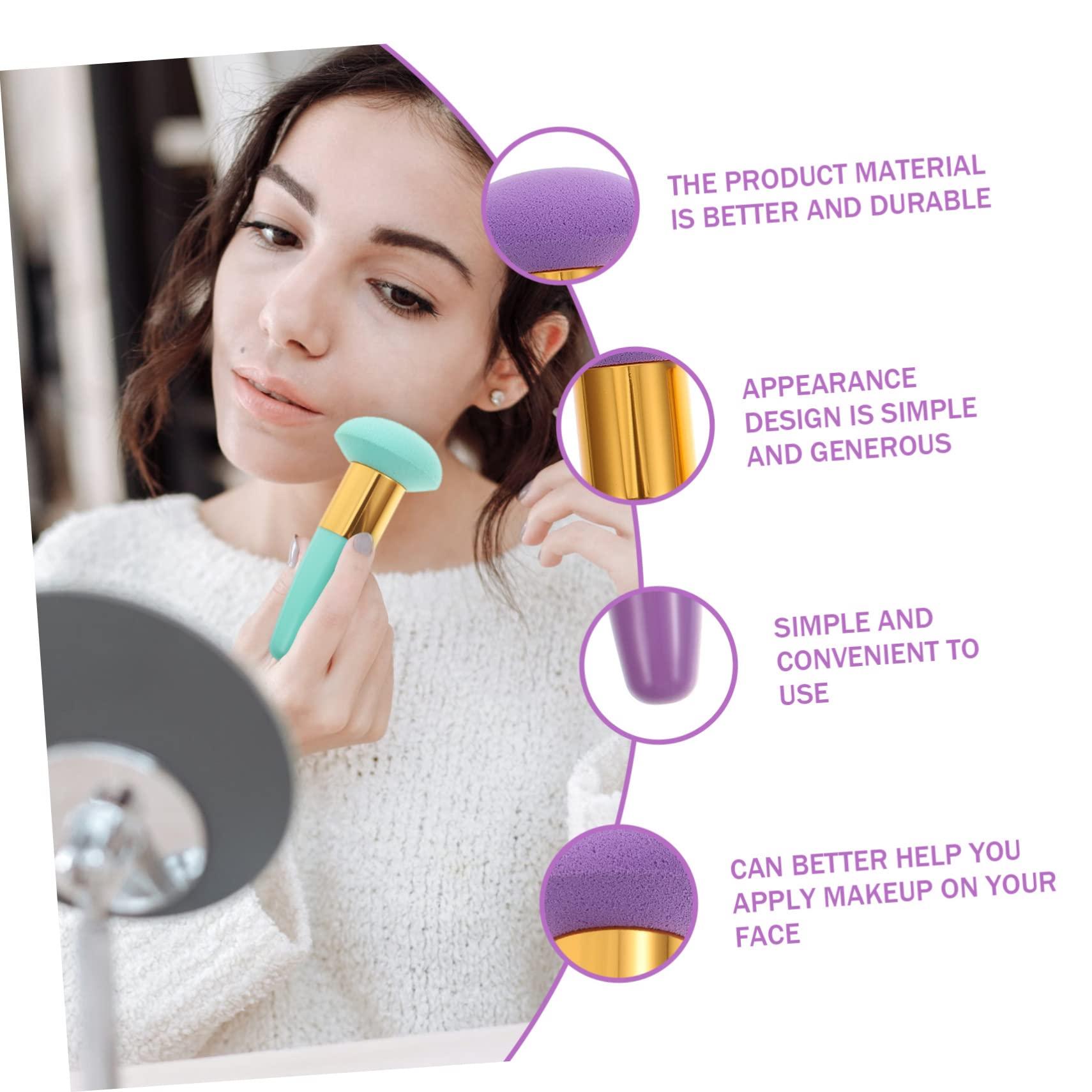 FRCOLOR FRCOLOR 4pcs Beauty Stick Blush Brush Mushroom Makeup Sponge Foundation Sponge Loose Powder Puffs Sponge Stick Face Powder Triangle Makeup Sponges Small Powder Puff Hairy Dry Puff Emulsion