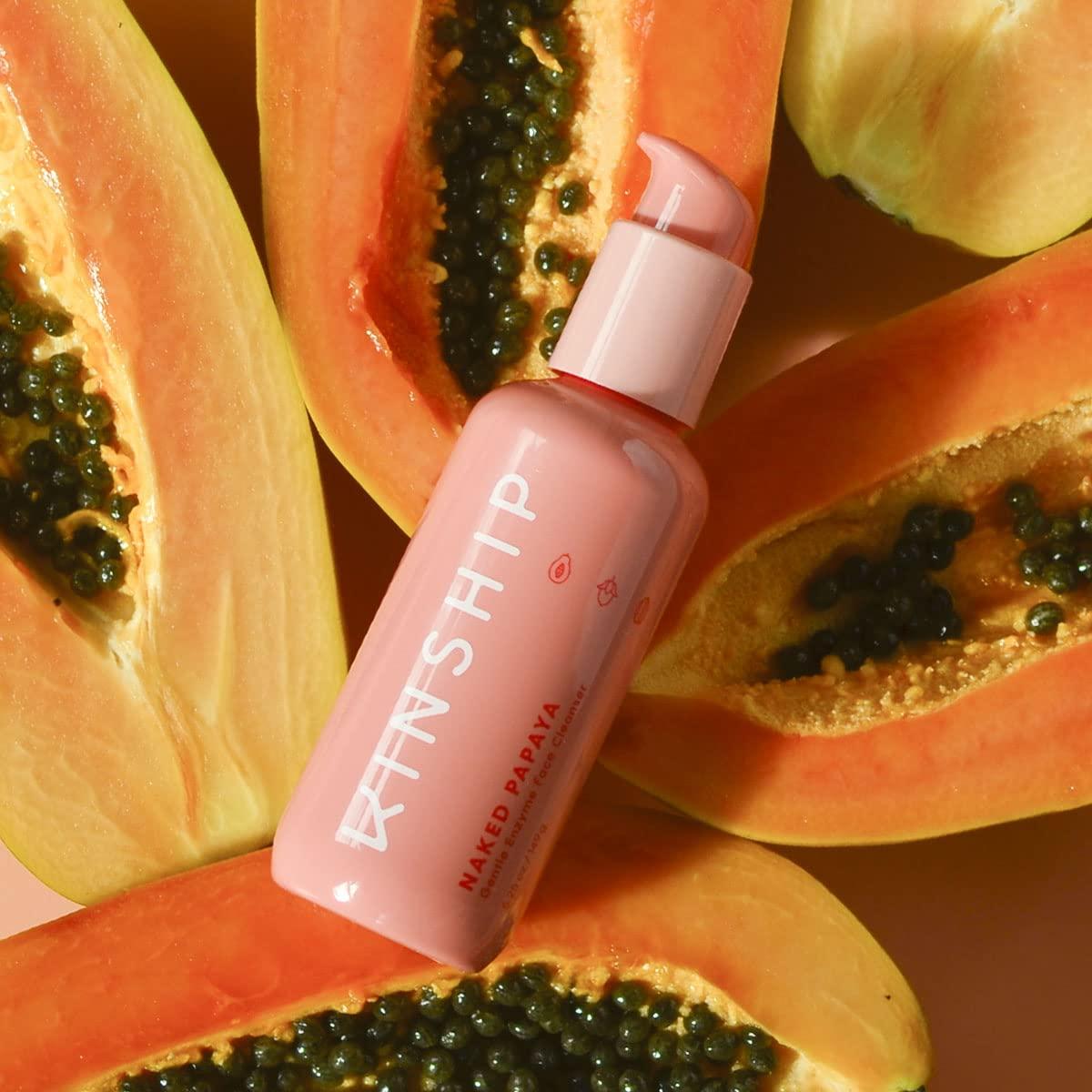 Kinship Kinship Naked Papaya Gentle Enzyme Milky Cleanser - Jojoba Oil Facial Cleanser - Non-Foaming Cream Face Wash + Vitamin E - Eye & Face Makeup Remover - Soothe & Hydrate - For All Skin Types (5.25 Oz)