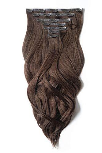 Foxy Locks Chocolate- Deluxe 20" Seamless Clip In Human Hair Extensions 200g