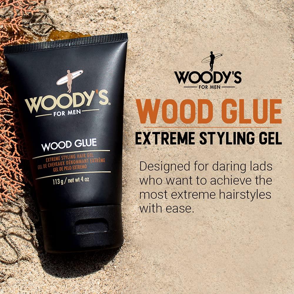 Woody\'s Woody\'s Wood Glue Extreme Styling Gel for Men, Intense Long-lasting Hold with No Flaking, Quick-drying, Retains Moisture, Suitable for All Hair Types and Hair Styles, 4 oz - 1 pack