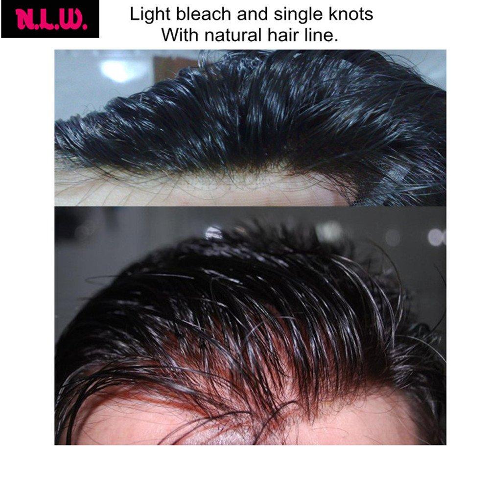 N.L.W. 1B40 Grey hair units Toupee for men Hair pieces for men NLW European human hair replacement system for men 10x8\" toupee mens hair prothesis units Lace Base
