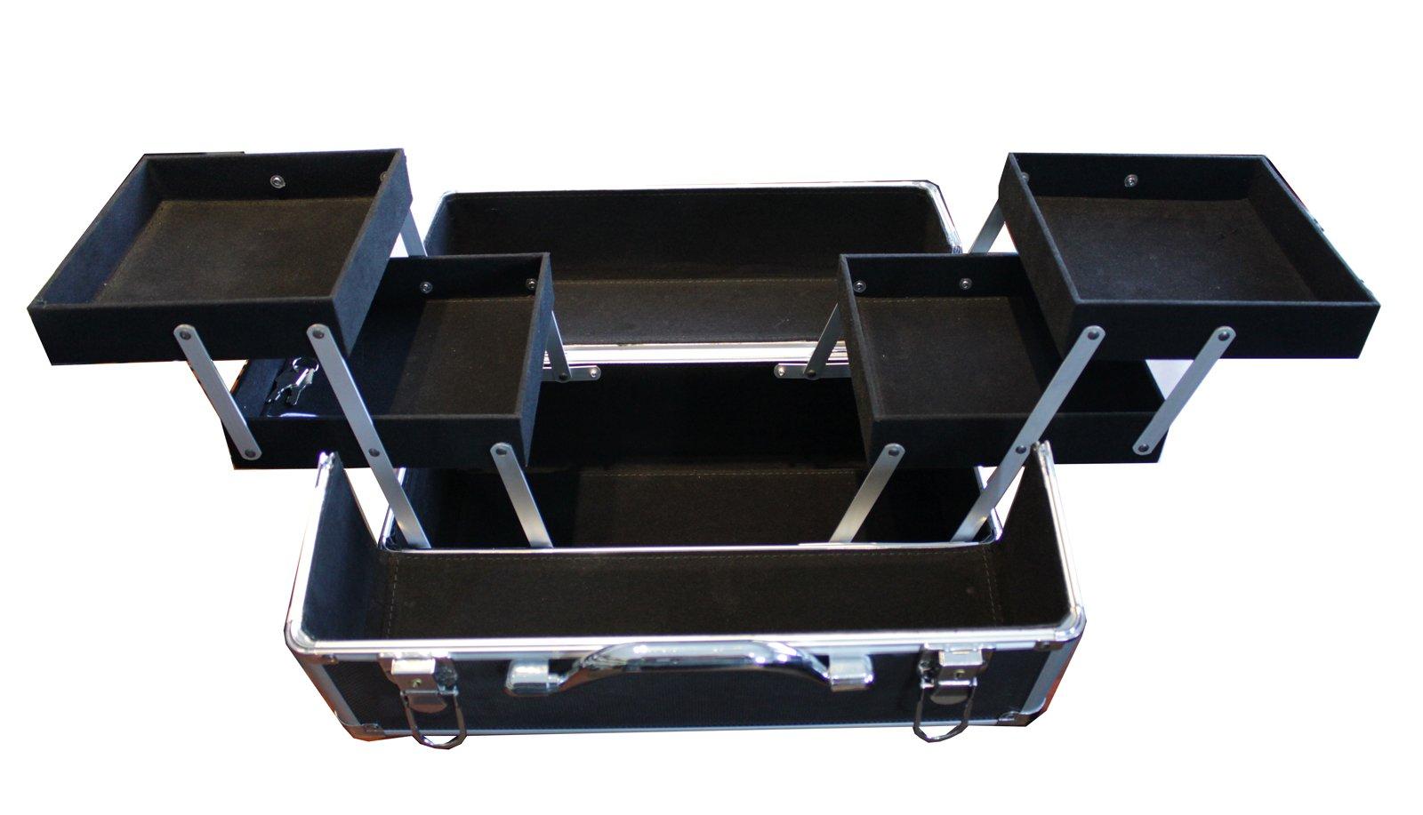 Hongwa Hongwa Black Aluminum Like Hard Makeup Train Case Store and Carry