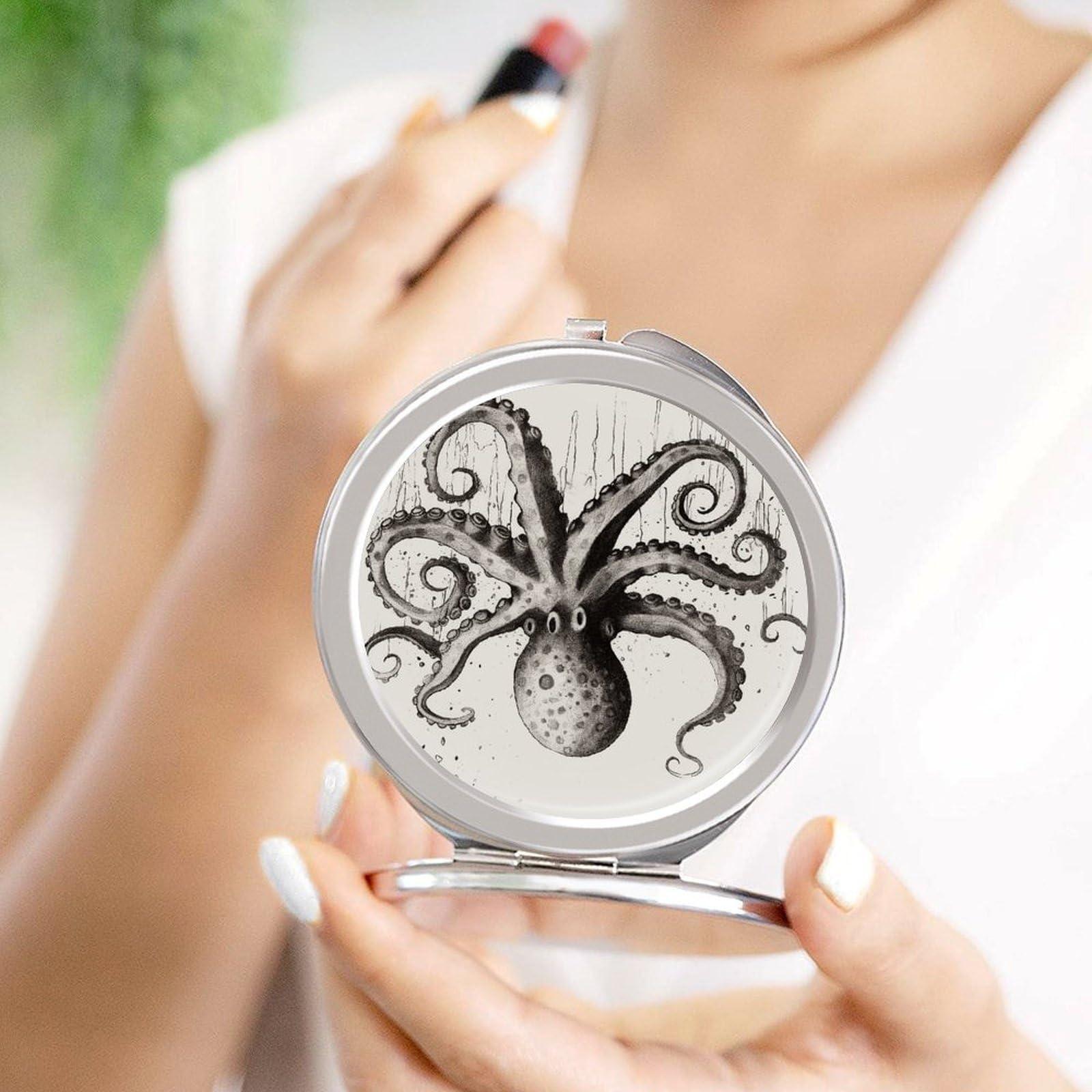 LFDSEPYM LFDSEPYM Octopus Travel Makeup Mirror Portable Double Sided Folding Mirror 1X/2X Magnifying Round Vanity Mirror for Home Office Women Purse Handbag Wallet