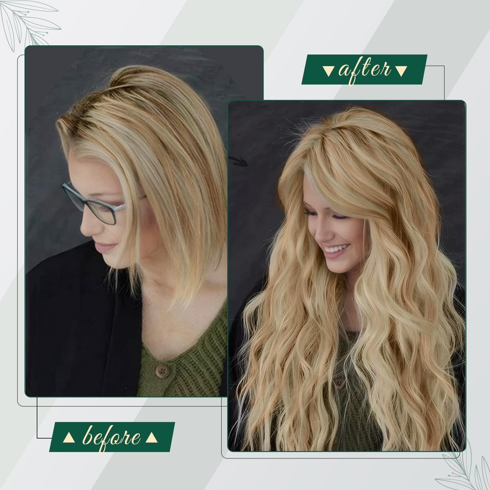 RUNATURE RUNATURE Ash Blonde Highlight Tape in Human Hair Extensions 24Inch Straight Weft Hair Extensions Real Human Hair Platinum Blonde 22 Inch Full Ends