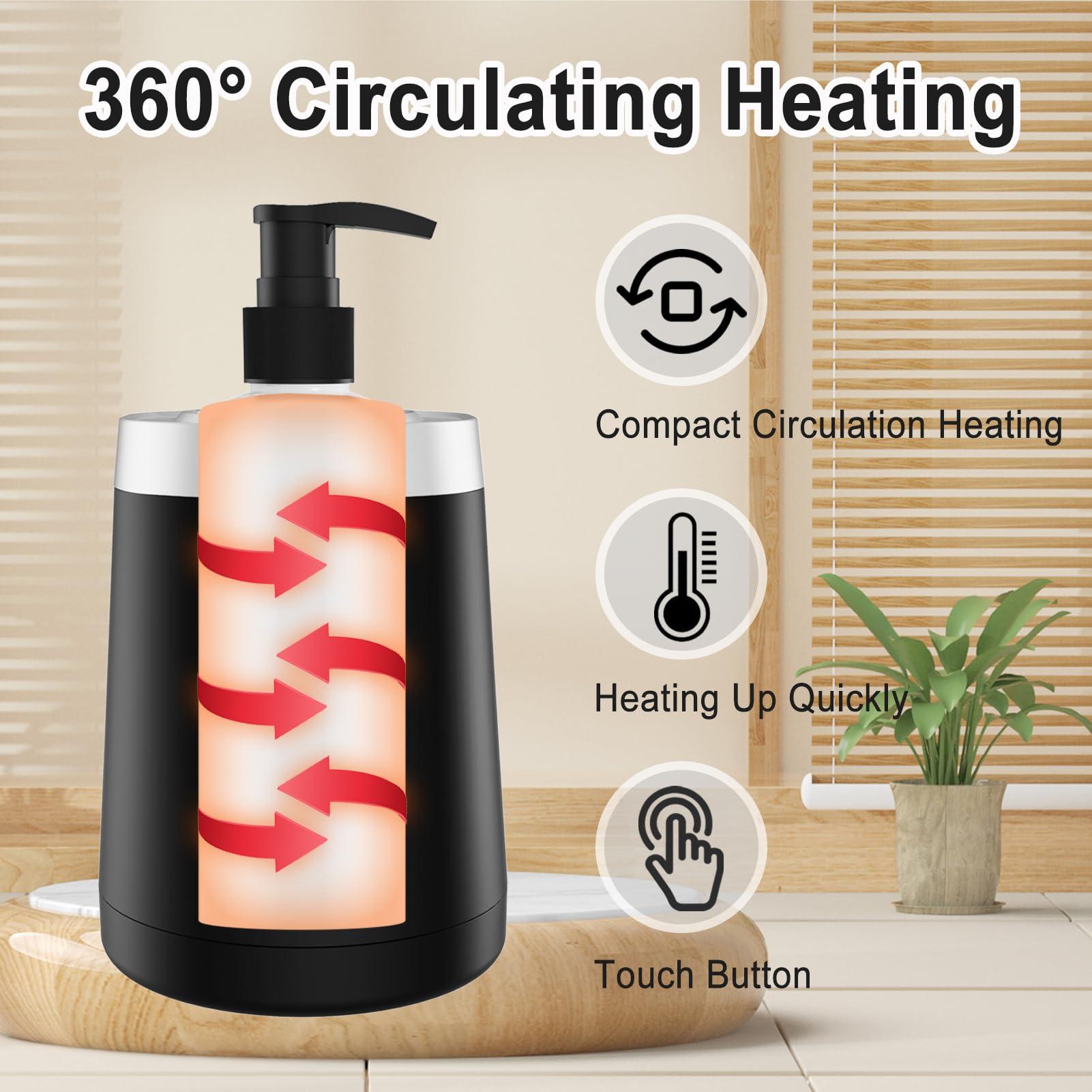 JOJOCOSMO JOJOCOSMO Massage Oil Warmer Bottle Professional Massage Lotion Heater for SPA, Automatic Warmer Heated Oil Lotion Cream for Salon, Home, with Two Oil Bottle Dispenser (White)