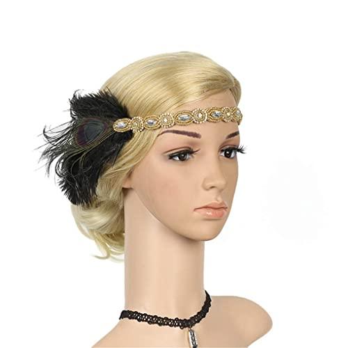 Countonme Roaring Art Deco 1920s Headpieces for Women Flapper Headband 20s Gatsby Costume Peacock Hair Accessories 06Gold