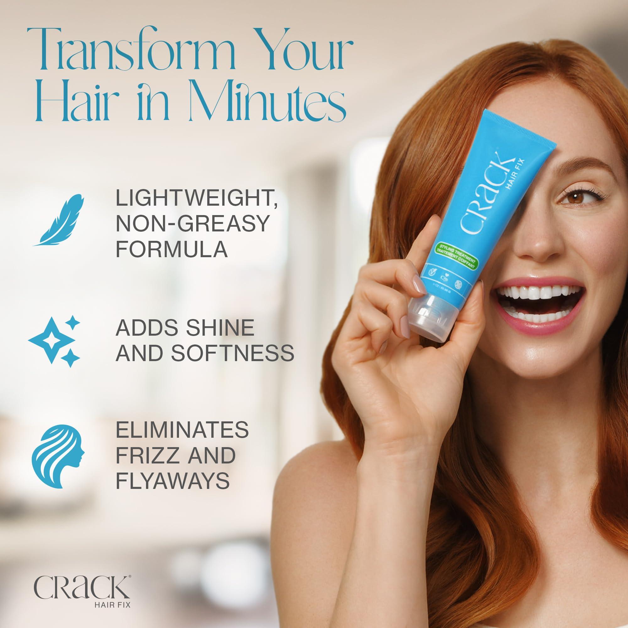 Crack Crack Hair Fix Styling Treatment - Multi-Tasking, Anti-Frizz, Leave-In Styling Cream with Protection from Humidity, Chlorine, Heat Treatments & Sun, 3 oz (Pack of 3)