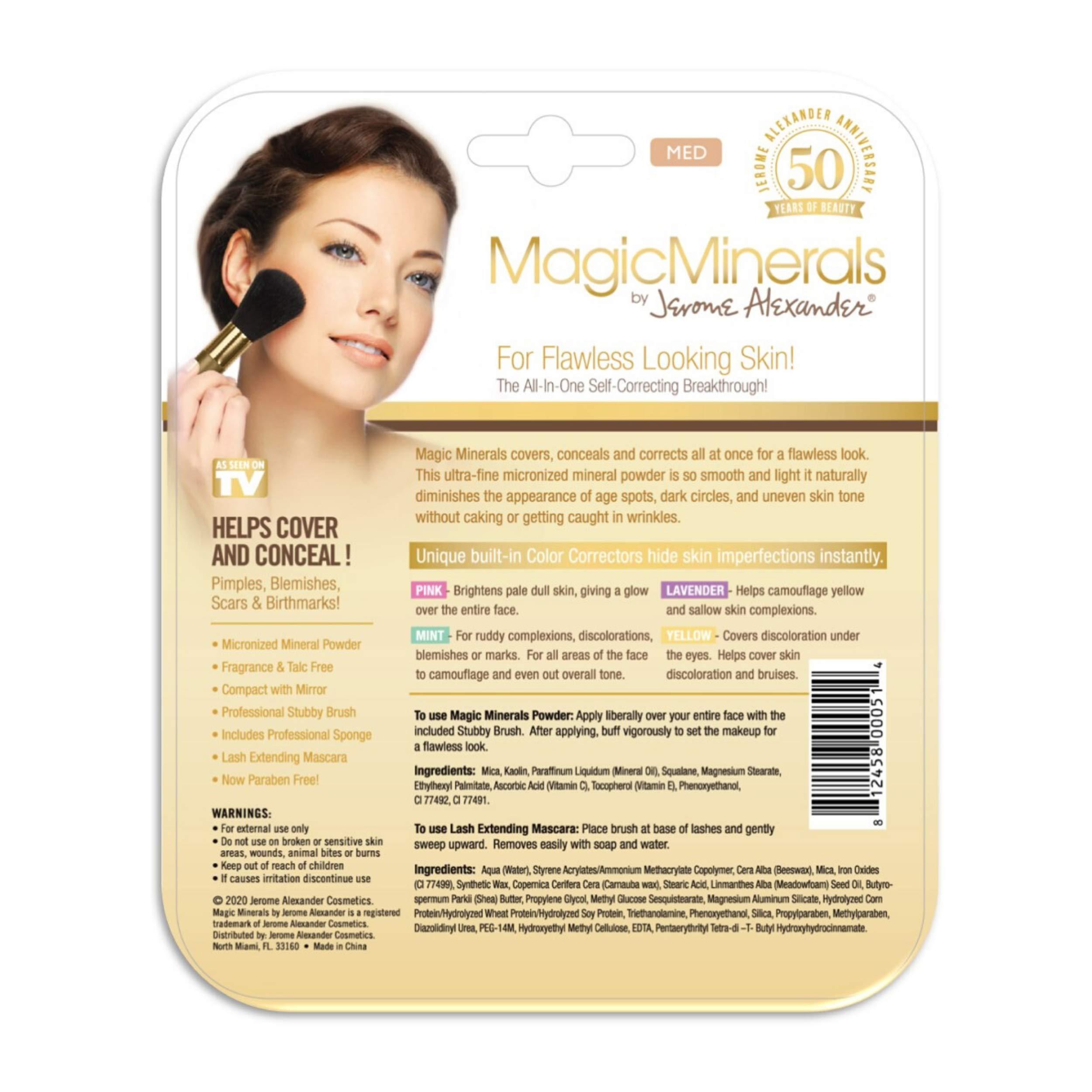 Jerome Alexander Jerome Alexander MagicMinerals Pressed Mineral Powder Set with Mirror Compact, Extending Lash Mascara, Professional Stubby Brush & Blending Sponge (Medium)