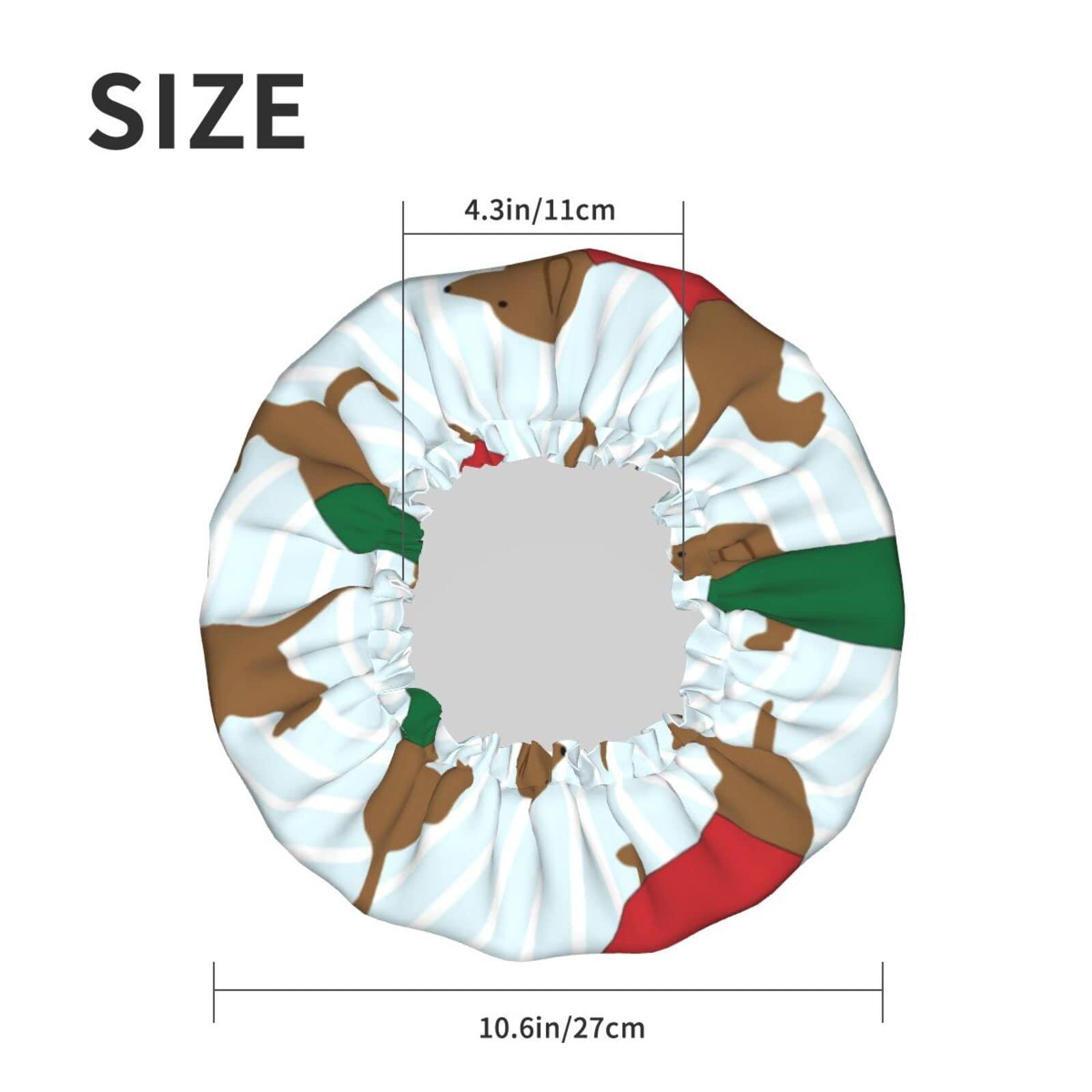 Faqcepg Dachshund Pattern Waterproof Shower Cap With Elasticized Hem Reversible Design For Shower Sleeping Bonnet Cap For All Hair Lengths