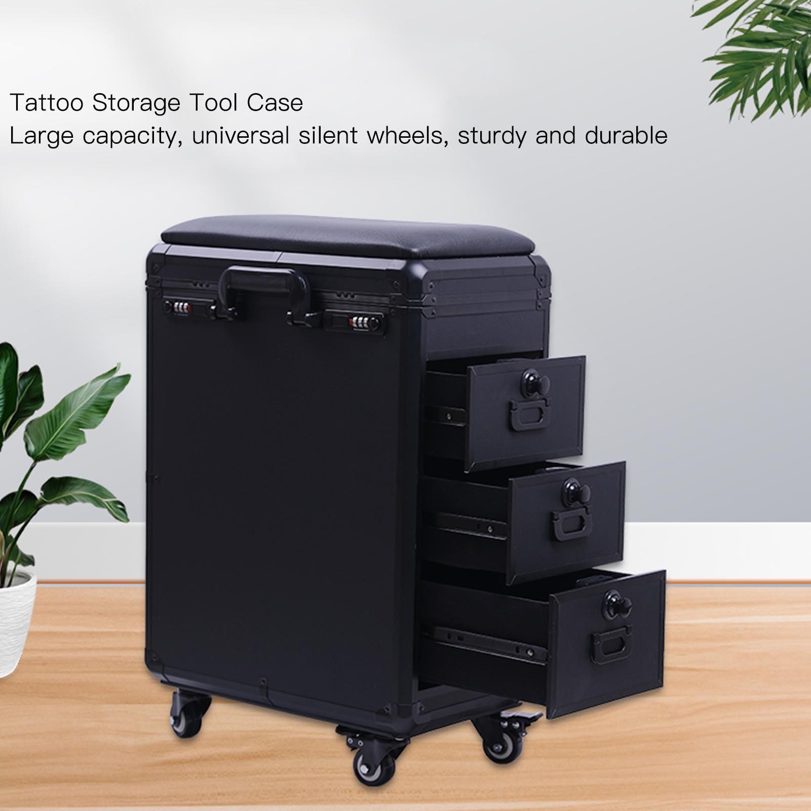 HURRISE 3 In 1 Rolling Makeup Train Case,Rolling Makeup Case Train Case,High Capacity Aluminum Alloy Adjustable Handle Cosmetic Tool Chest for Artists Stylists