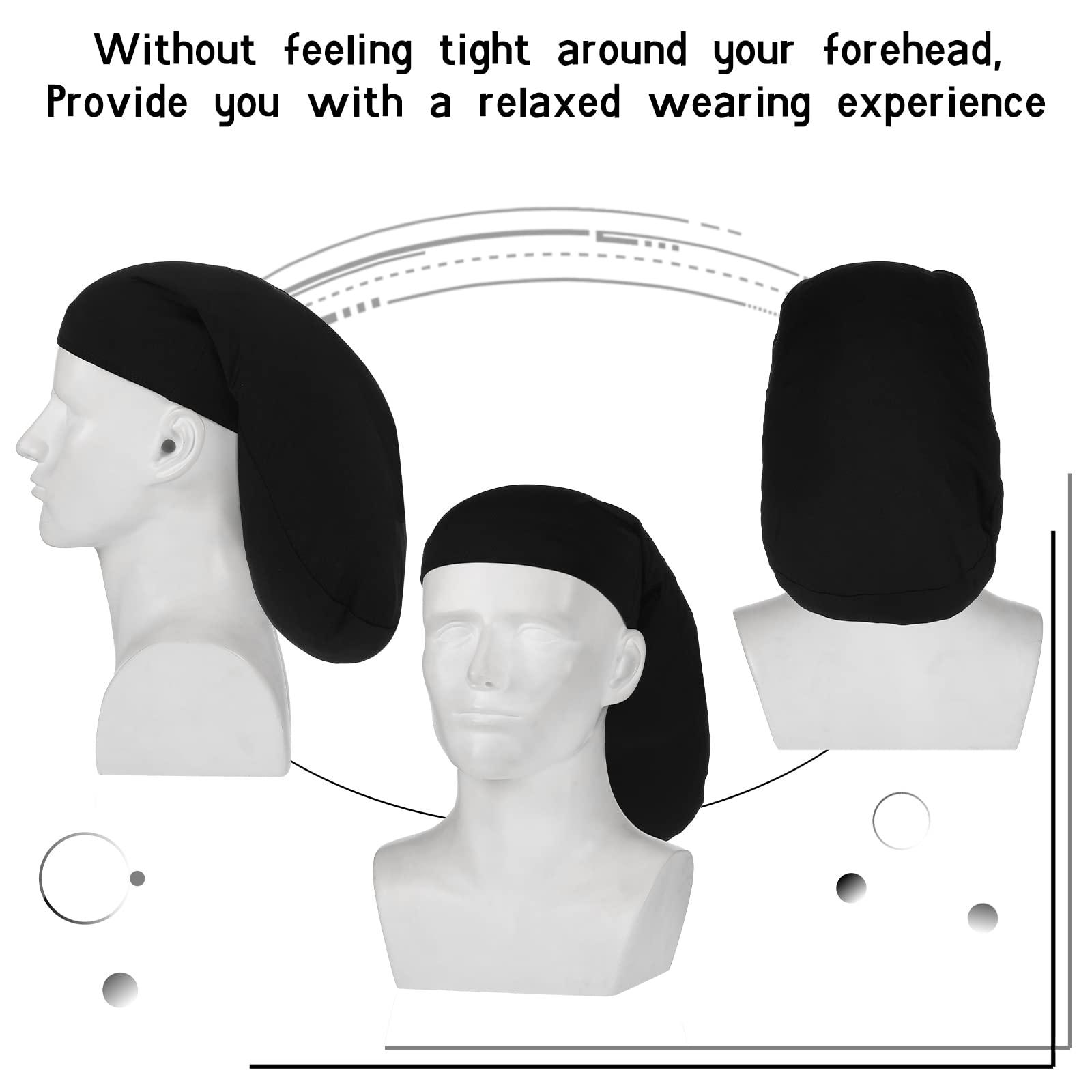 Tatuo Tatuo 4 Pieces Unisex Dreadlock Cap Long Hair Dreads Head Wrap Sleeping Cap Hair Accessories Sleep Bonnet for Men Women (Black)