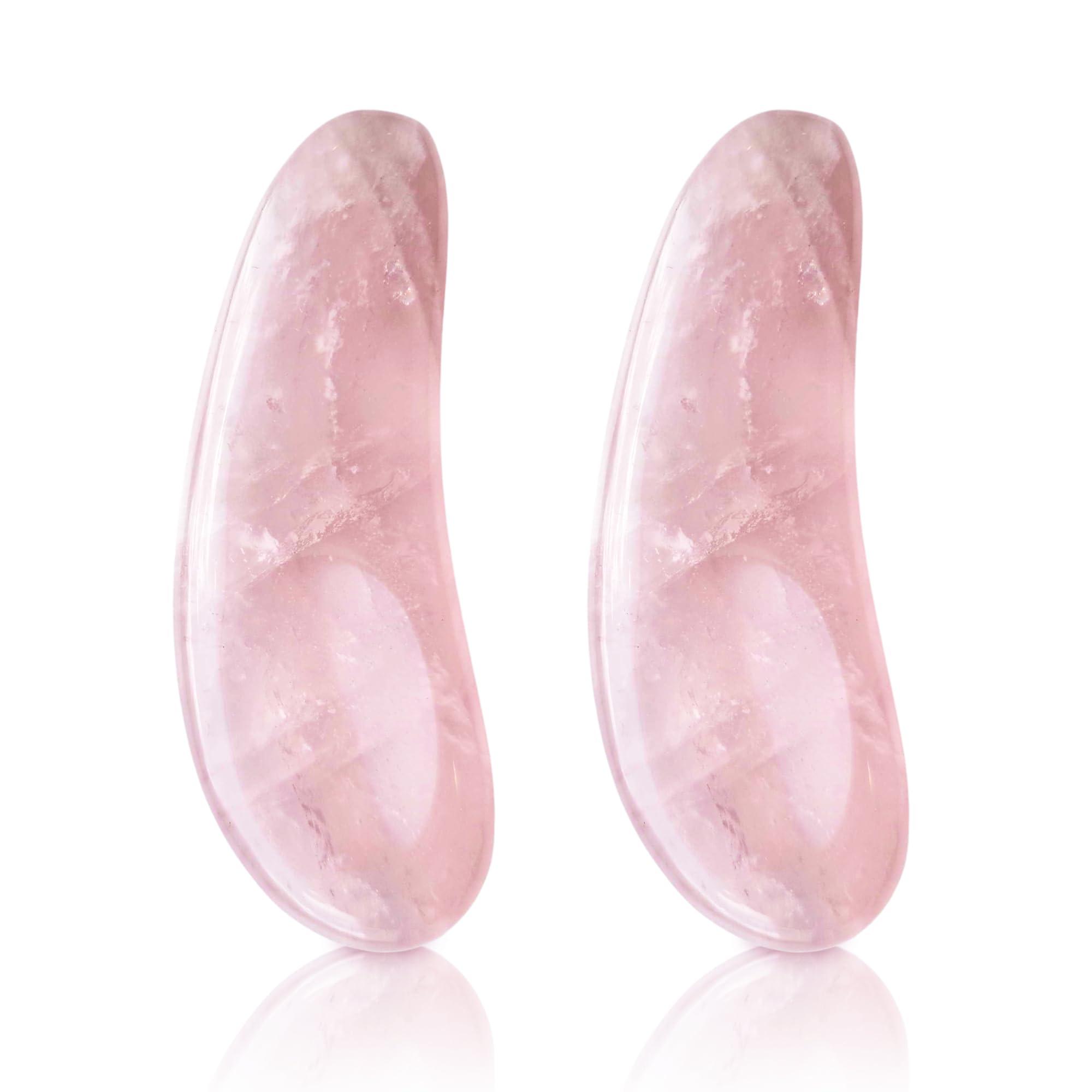 Noche Y Dia Noche Y Dia Rose Quartz Spoon 2-in-1 Beauty Tool: Spatula & Gua Sha for Face - Massager and Skincare Applicator for Creams, Serums, and Masks - 2 Pack