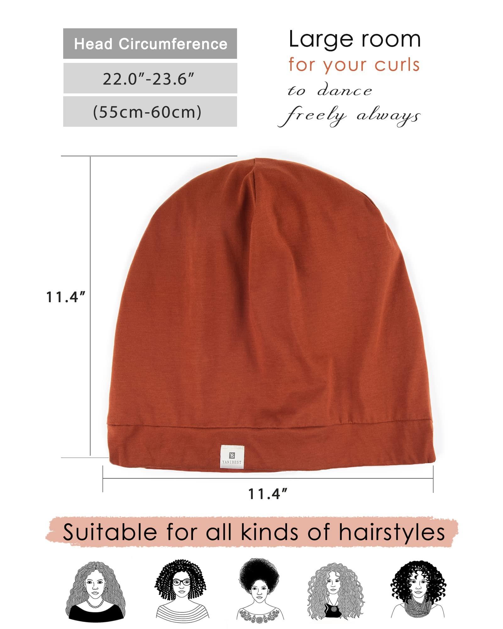 YANIBEST YANIBEST 100% Mulberry Silk Lined Sleep Cap Silk Bonnet for Sleeping - Orange Hair Cover Bonnet for Natural Hair Adjustable Slouchy Beanie Hat
