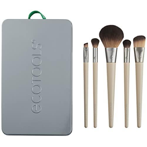 EcoTools EcoTools Makeup Brush Set for Eyeshadow, Foundation, Blush, and Concealer with Bonus Storage Case, Start the Day Beautifully, Travel Friendly, 6 Piece Set