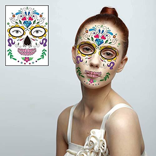 Yinxiang Jie 4 Pcs Day of the Dead Temporary Face Gem Jewels Tattoos Halloween Rhinestone Sugar Skull Face Stickers Makeup for Halloween Festival Rave Party Outfit