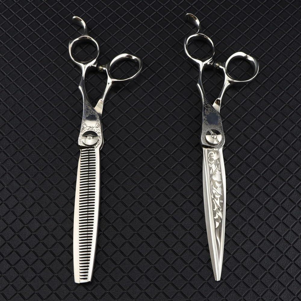 ADANTI Hair Cutting Scissors Shears Kit, 7 Inch Professional Damascus Stripe Scissor Hair Scissors Hair Cutting Barber Haircut Thinning Shears Hairdressing Scissors Set