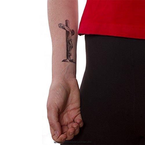 Tattoodrucker 2 x Jesus Christ Cross Tattoo - Black Cross Tattoo (2)