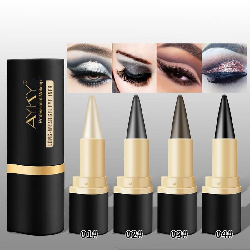 PETUPS Ayky Long Wear Gel Eyeliner, 2024 New Matte Quick-Dry Eyeliner, Waterproof Eyeliner Cream Long Wear Gel Eyeliner, Natural Long Wear Liquid Eyeliner Pencil (Brown 2pcs)