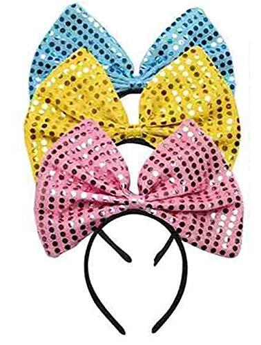 BesYouSel BesYouSel 2Pcs Sequin Headband Bow knot Sequined Headbands Elastic Christmas Costume Headbands Gold for Christmas Party and Holiday Party Supplies