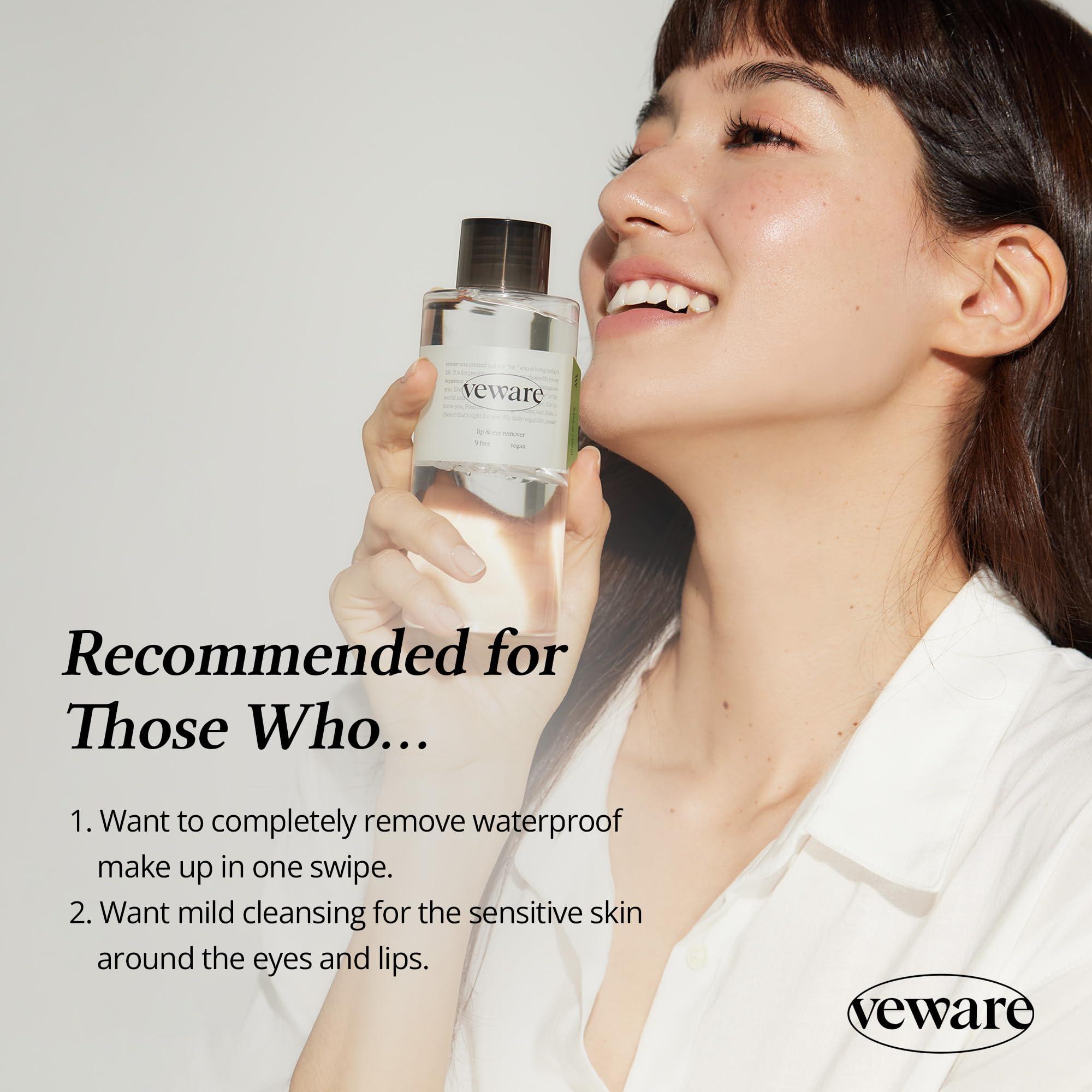 Veware Veware Vegan Lip & Eye Remover 250ml 8.45 fl.oz. 100% Vegan Formula for Waterproof makeup (Lip and Eye makeup remover 250ml 8.45 fl.oz.), Make up remover